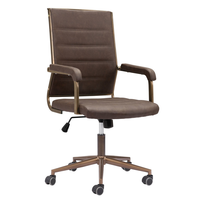 Chaise de bureau pivotante espresso et bronze