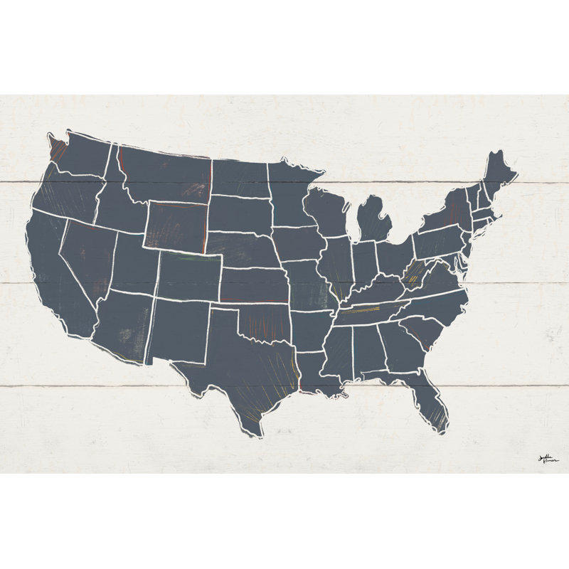 «Peace and Lodge USA Map» par Janelle Penner - impression, Non, Toile tendue, H 8 po x l 12 po x P 1,25 po