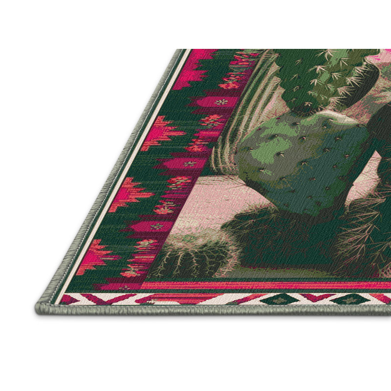  Tapis lavable en forme de figue de barbarie Southwestern, Carré 3 pi