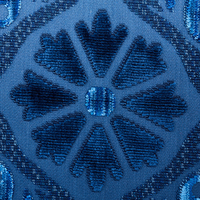 Suzani Strie Velvet Fabric, Sapphire
