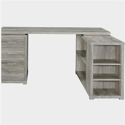 Bureau en forme de L à 3 tiroirs Tona Grey Driftwood