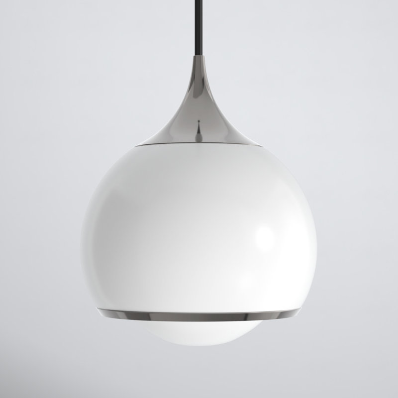 Kegan 1 - Light Single Pendant, Polished Nickel, 8.25" H x 6.75" W x 6.75" D