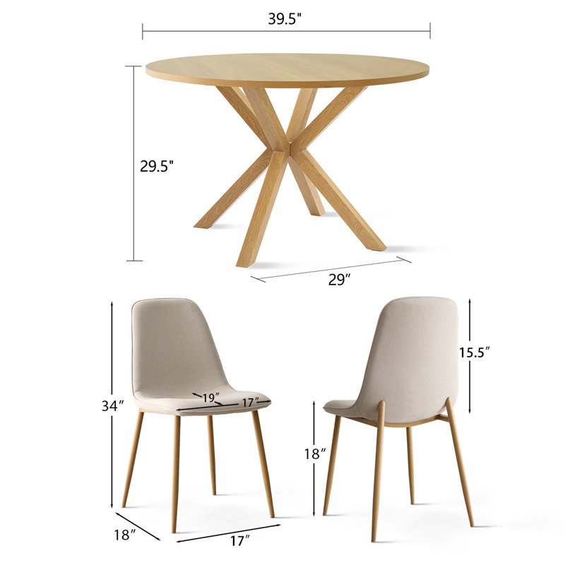 Cleckley 4-Person Dining Set with Round Table, Beige