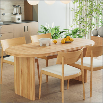 55.12"-70.87"Modern Extendable Dining Table with removable extension leaves,Mid-century modern style home table,Suitable for dining rooms, kitchens, and living rooms,Natural Walnut