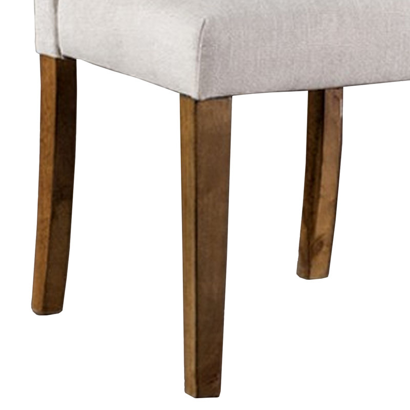 Ensemble de 2 chaises d'appoint Jule, bois massif brun, revêtement en tissu blanc doux