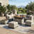 10-Piece Outdoor Patio Conversation Set With 55,000 BTU Propane Fire Pit Table, Wicker Sectional Sofa, 2 Ottomans & Coffee Table-434232007