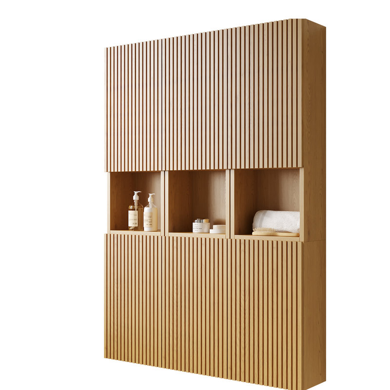 Armoire de rangement pour salle de bain de 41 po - 6 armoires avec portes en contreplaqué couleur de grain de chêne fabriqué de façon imperméable et pratique pour diverses pièces