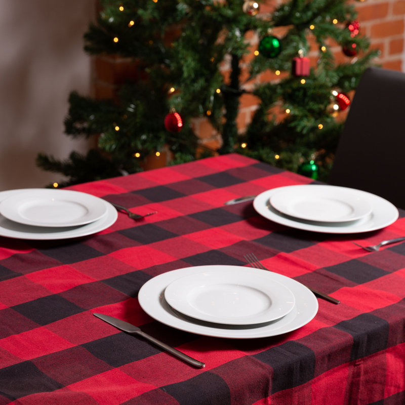 Krueger Checkered 100% Cotton Square Tablecloth