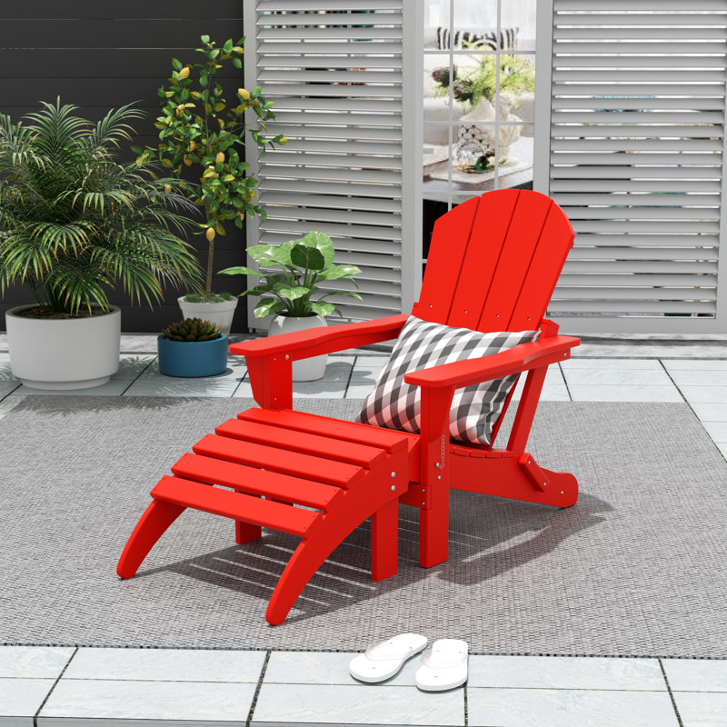 Laguna Foldable Outdoor Adirondack Chair, Red