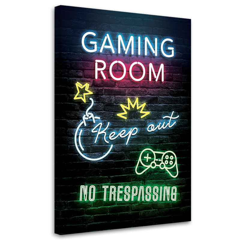 Picture, Inscription For Players - Player Room - No Frame Print on Canvas, 120cm H x 80cm W