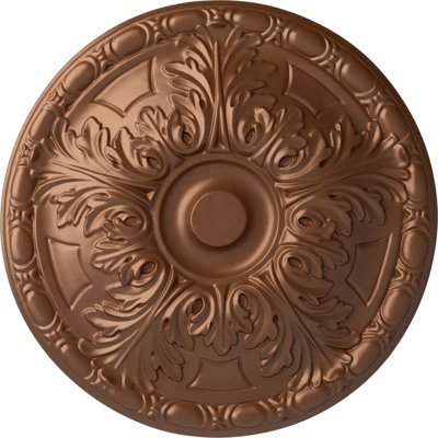 Endurathane Granada Ceiling Medallion, 15 3/4"OD x 5/8"P (Fits Canopies up to 4 1/4"), Hand-Painted Polished Copper Finish