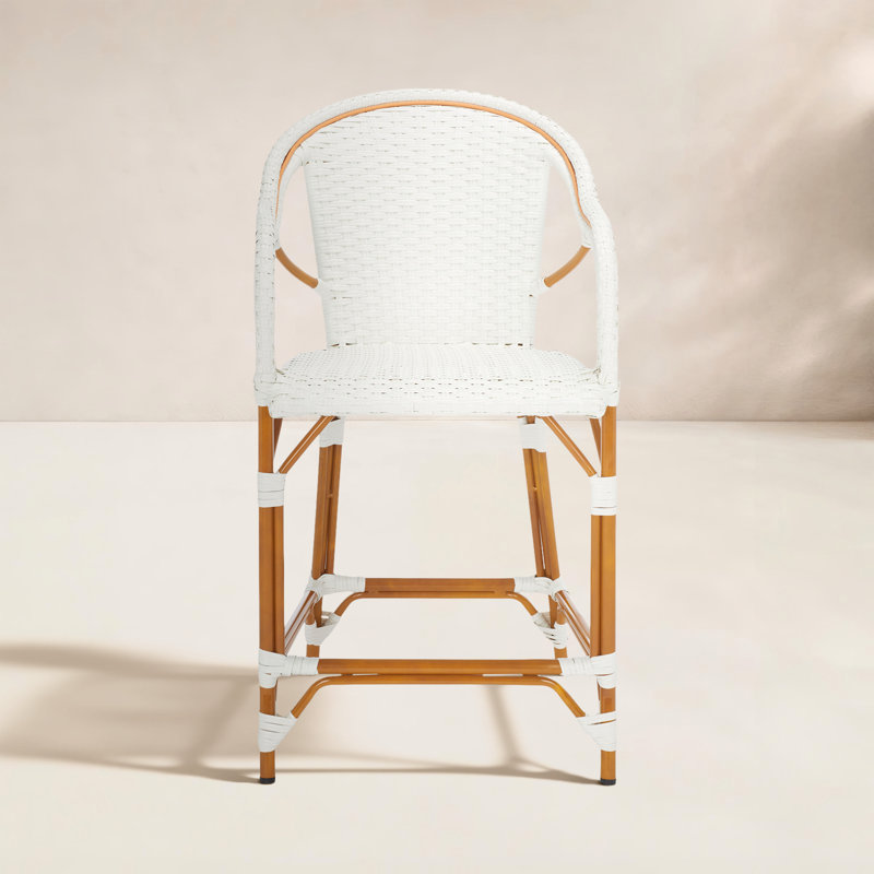 Tabouret de bar Popplewell, Blanc, 25.75" H x 22.5" W x 22.5" D