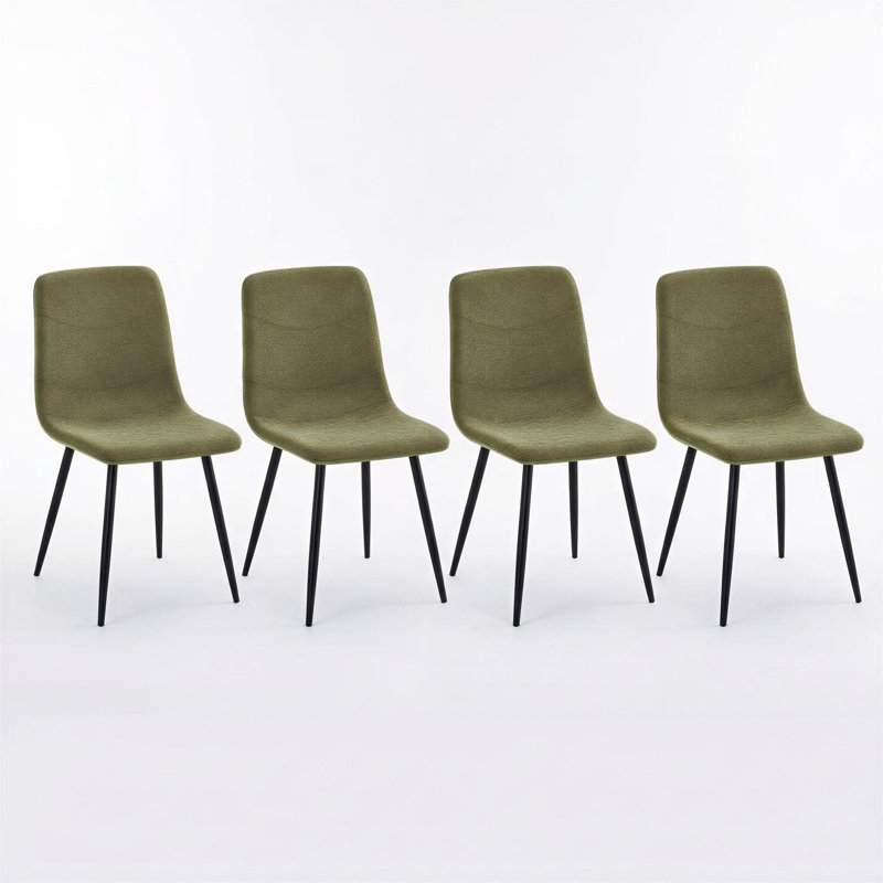 Fabric Upholstered Metal Side Chair, 4, Green