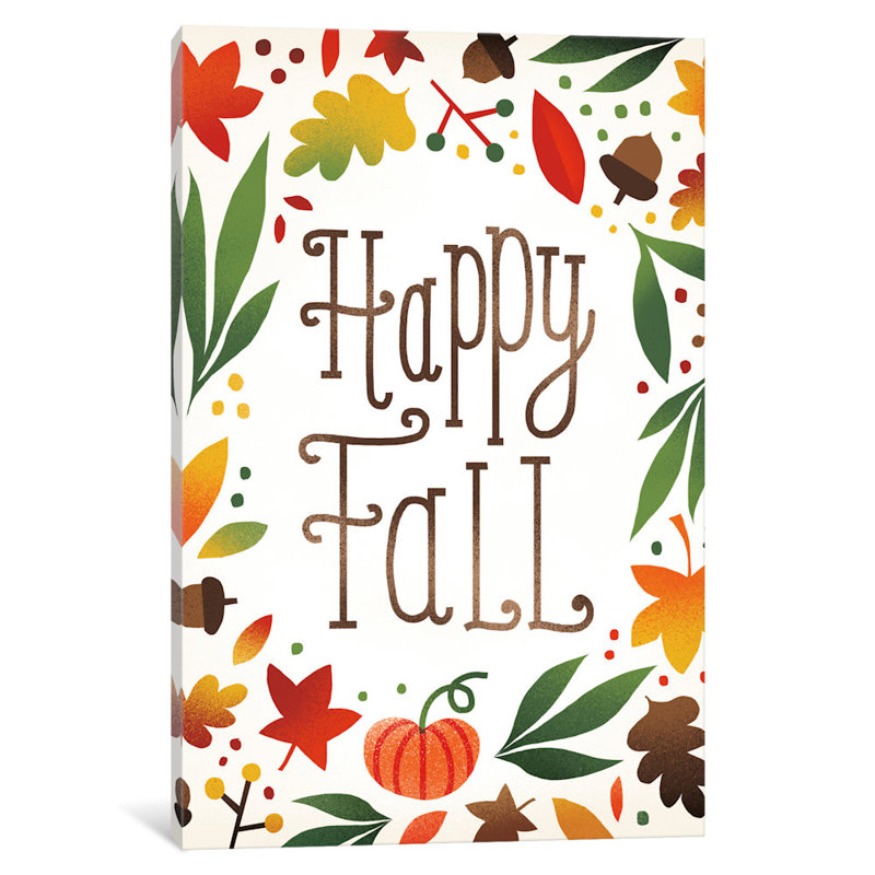 « harvest time series : happy automne », art textuel sur toile, H 12 po x l 8 po x P 0,75 po, Toile tendue, Pas de tapis