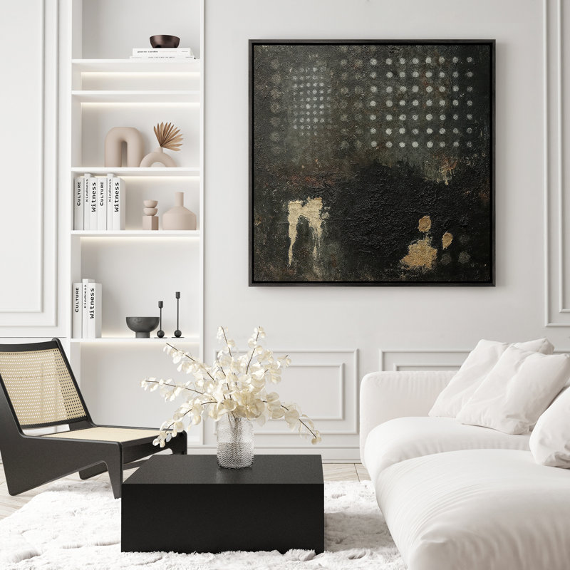 Art mural encadré abstrait rétro antique classique pour chambre à coucher, H 16 po x l 16 po, Noir