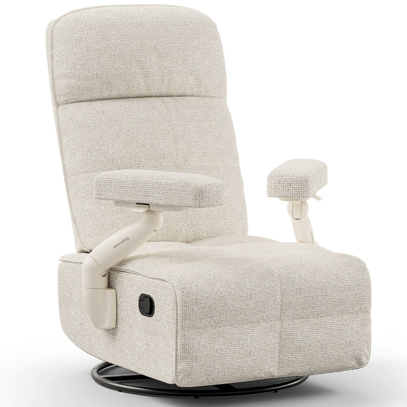 Lullacloud Manual Nursery Glider Chair With Multi Position Armrests And Adjustable Headrest - Beige