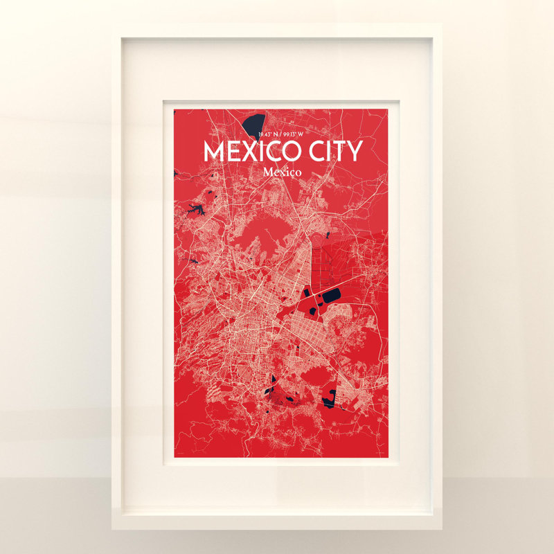 Mexico City Map in Nautical 1 Piece Wall Art, 36cm H x 24cm W x 0.05cm D