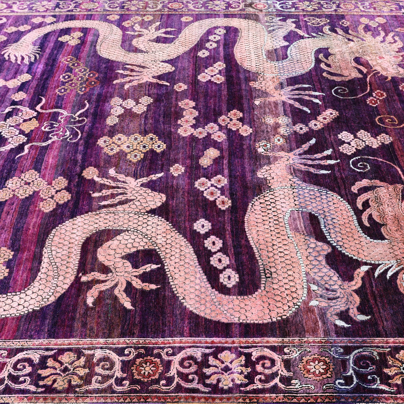 Purple Alchemy Traditional Silk Wool Blend Rug - 8'9"" x 12'
