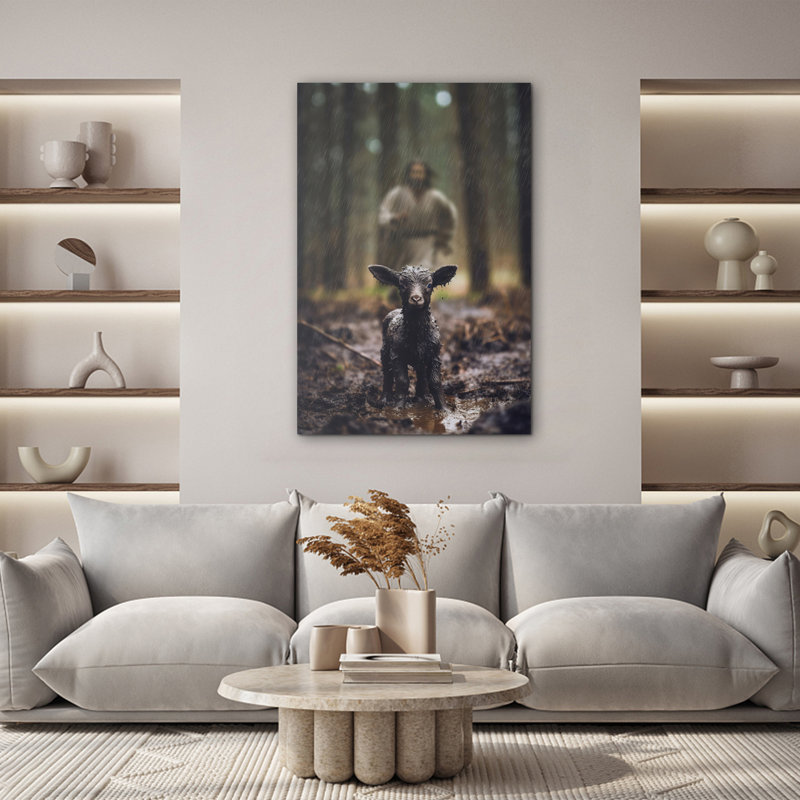«Jesus and Lamb on Canvas» par Jesus, reproduction, H 48 po x l 32 po x P 1,5 po