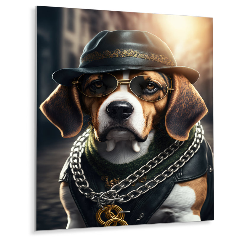 Décoration murale en métal «Loudyn Beagle Gangster In NYC III», H 20 po x l 12 po x P 1 po