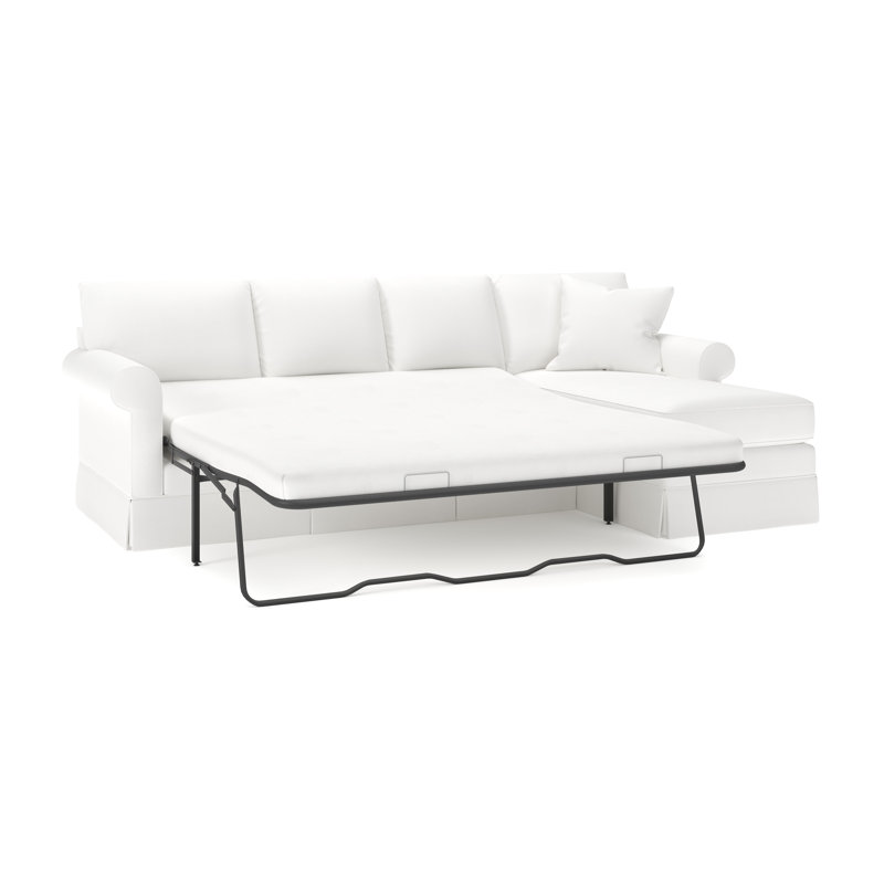 Canapé-lit modulaire 2 pièces Friedman, Accoudoir à droite (vu de face), Toile blanc cassé Bayou