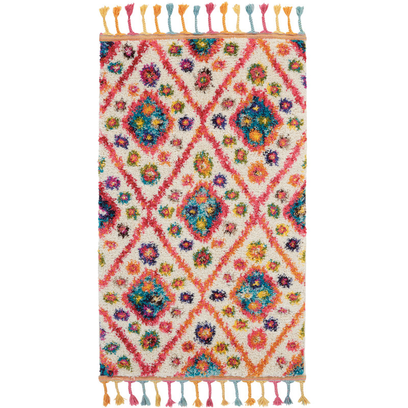 Tapis ivoire Lucina Tribal Bohemian, Rectangle 2 pi 2 po x 4 pi