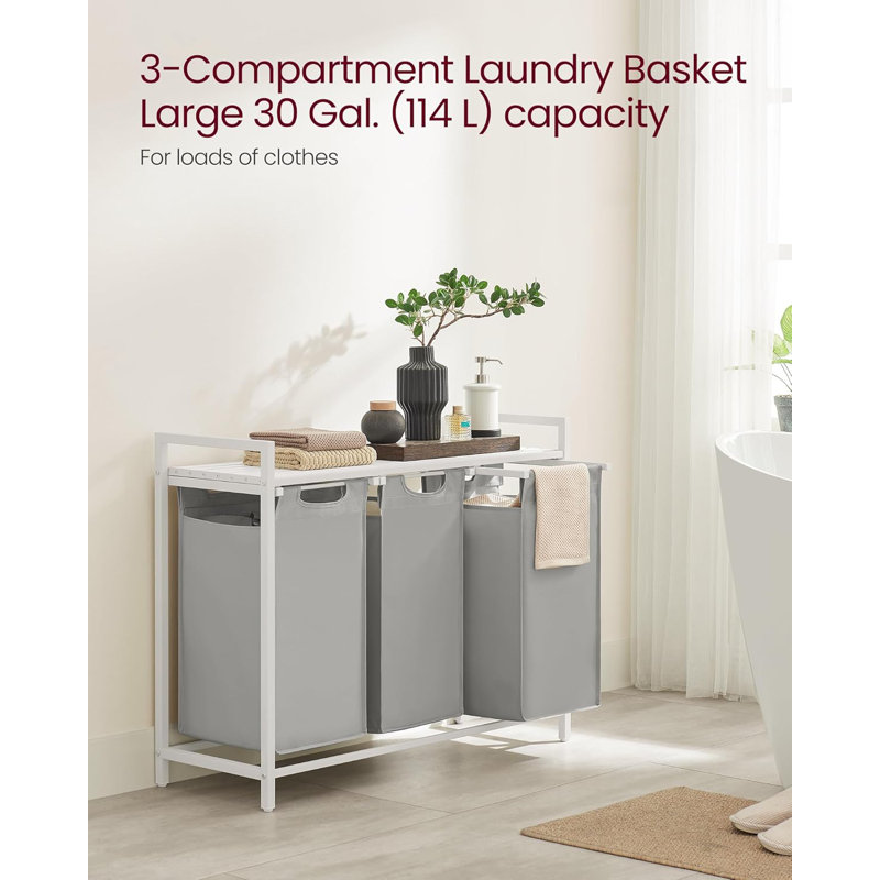 Laundry Sorter with Handles, White/Light Grey