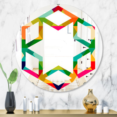 Miroir mural hexagonale, rétro et sans cadre à losanges