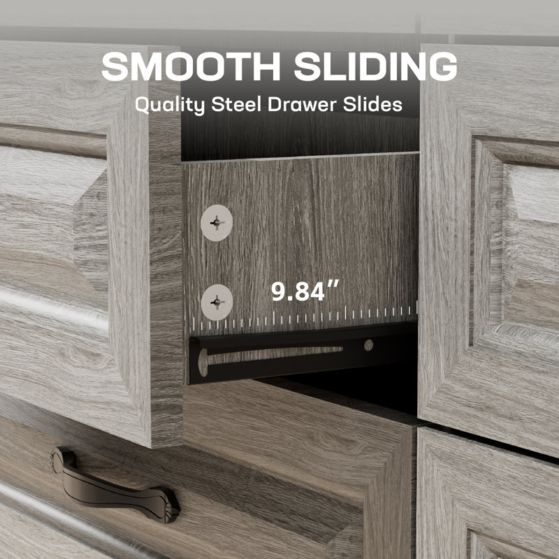 8 Drawer Dresser, 47.2" Wide Wood Chest of Drawers with Bar Handles for Bedroom, Living Room, Hallway, Gray