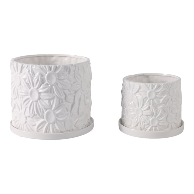 Handmade Ceramic Planter Set, 7" H x 8.25" W x 8.25" D