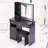 Vanity Table with Sliding LED Mirror, Power Outlet, and Stool-461965887