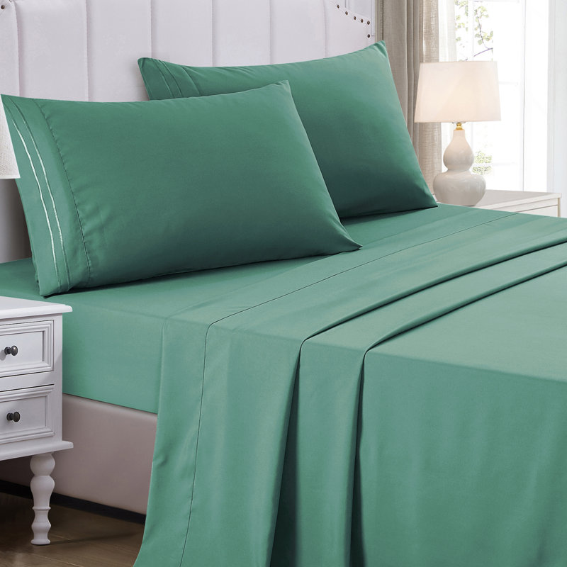 Ensemble de draps en microfibre Jcrown, Ensemble de draps très grand californien avec 2 t, Bleu sarcelle
