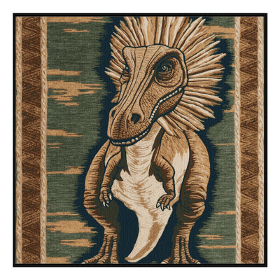 Tapis brun dinosaures lavable à la machine