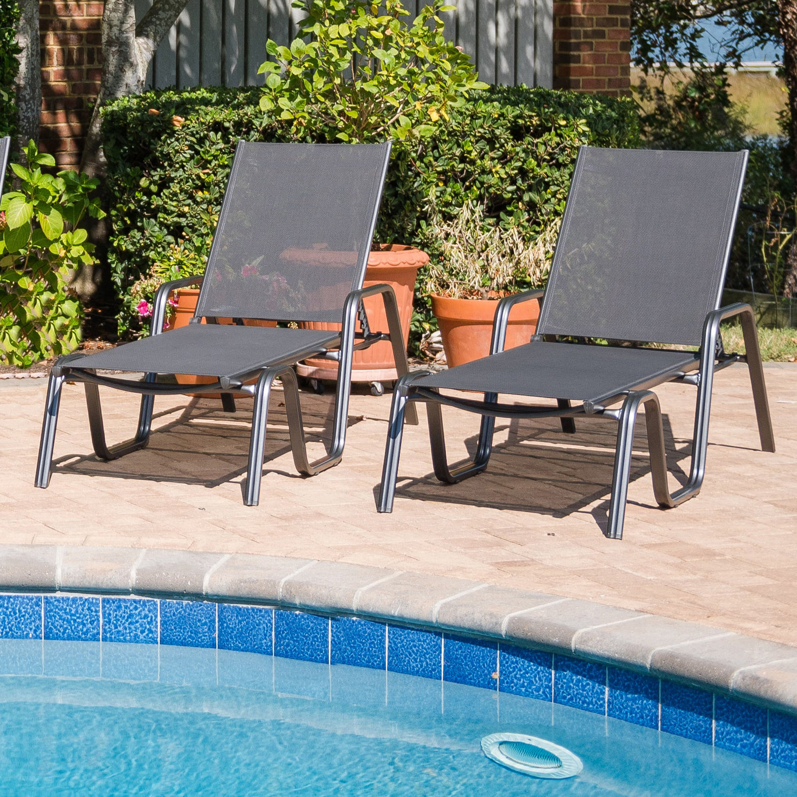28" Patio Chaise Lounge Set