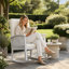 Chaise berçante en bois d'acacia avec coussins moelleux pour une détente extérieure, une solution de siège durable et confortable-1068925259