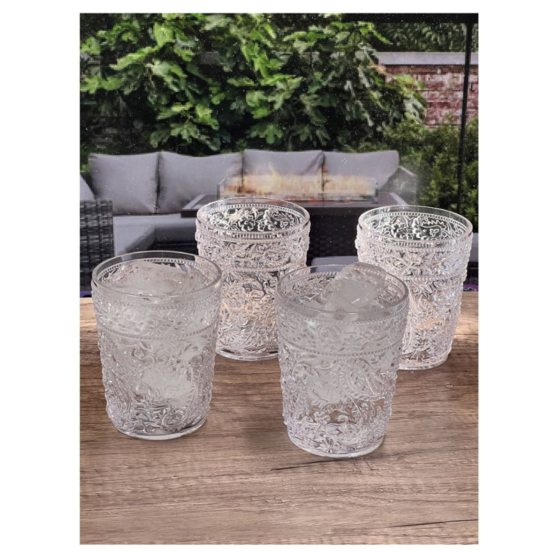 Verres à motif cachemire en acrylique, 13 oz liq., Clair