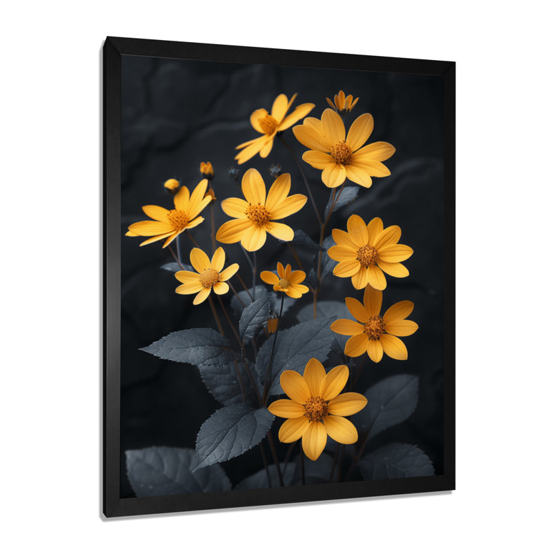 Parfum jaune marguerite noire parfumée I - décoration murale marguerite, H 20 po x l 12 po x P 1 po