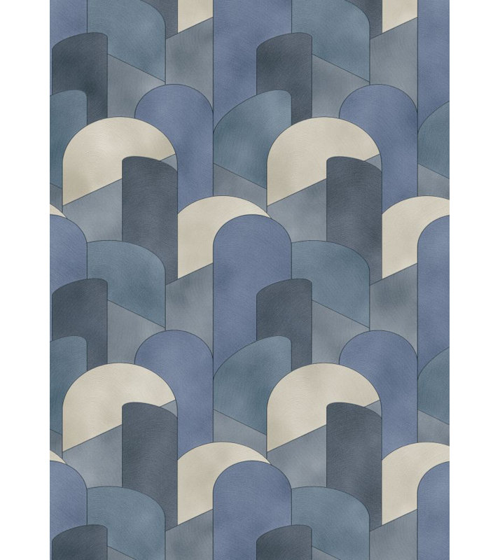 33' L x 21" W Wallpaper Roll, Blue/Beige