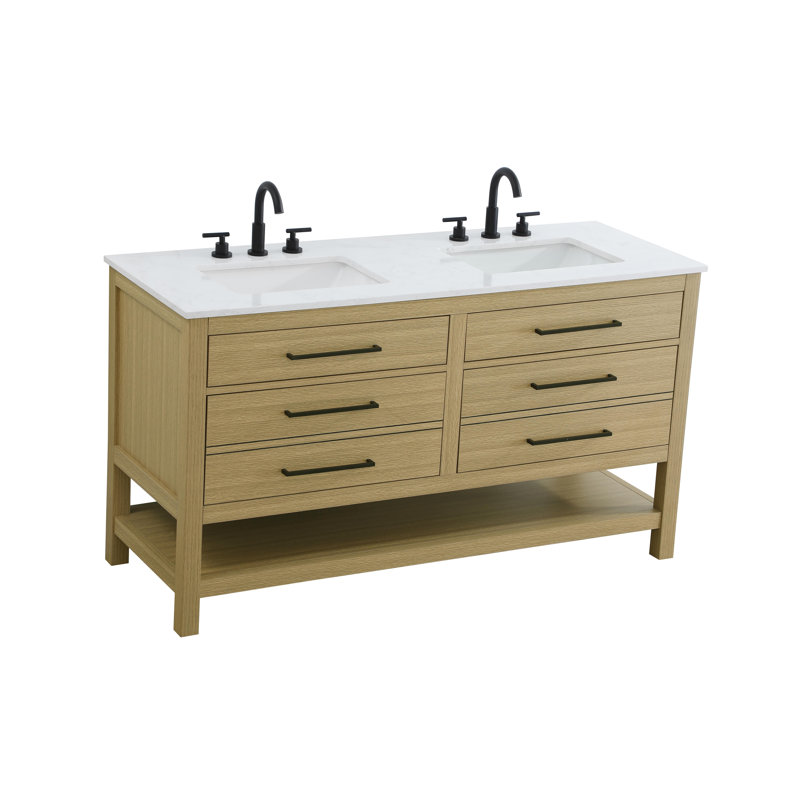 Meuble-lavabo double 54 po_Moderne_VF60554, Brun miel