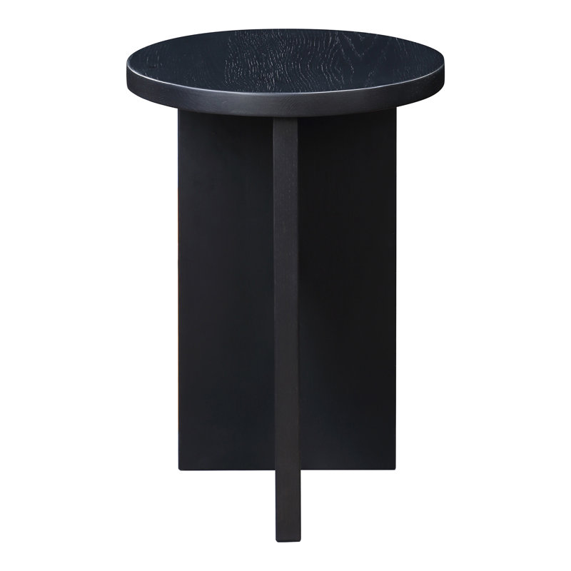 Shayne Solid Wood Abstract End Table, Black