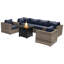 Ensemble de conversation modulaire 7 pièces avec coussins Sunbrella et foyer en métal Lsi-1138706128