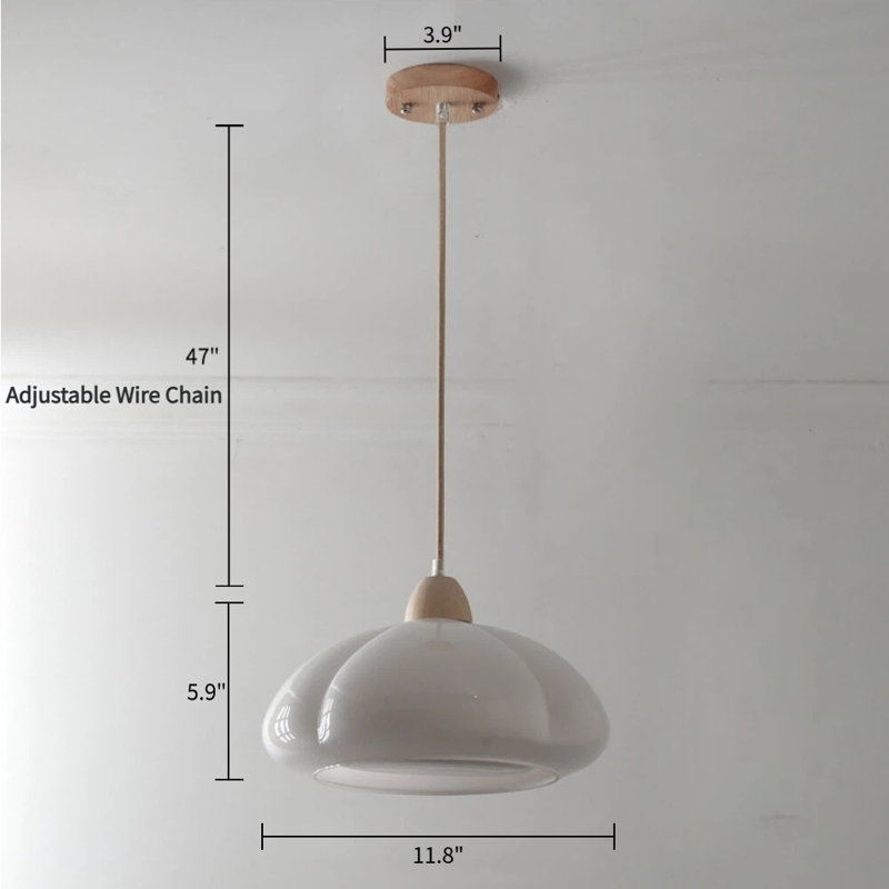 Dôme coloré - Lampes suspendues en forme de dôme avec accents en bois, Blanc