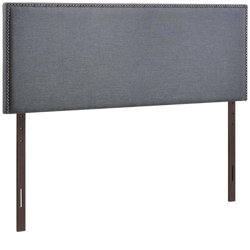 Upholstered Nailhead Headboard, Queen, Smoke