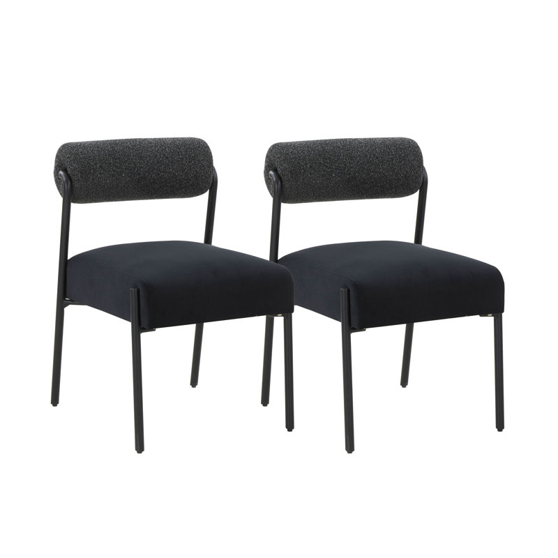 50cm H Velvet Upholstered Side Chair, Black