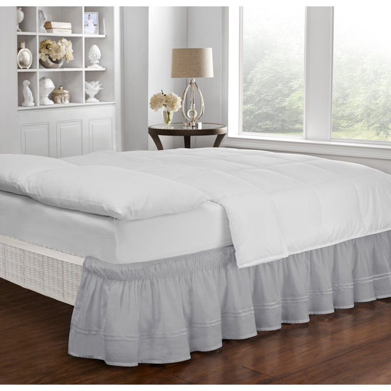 Baratta Ruffled Wrap Around Bed Skirt, Gray, Queen/King