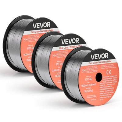 Flux Core MIG Welding Wire, E71T-GS 0.03-inch 2 LBS, Gasless Mild Steel Welding Wire with Low Spatter for All Position Arc Welding, Self-Shielded for Outdoor Use (Pack of 3 Rolls)