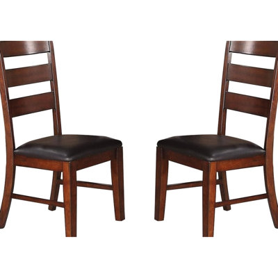 Antique Walnut Wood Dining Chairs Of 2, Solid With Cushion Seats And Back, Chic & Classic Style For Room Back Upholstered Seats, Contemporary Look