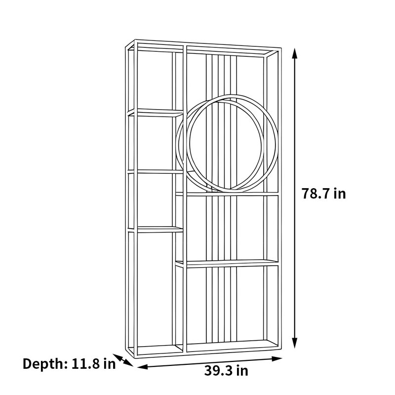 Deangelis, (6 tablettes) H 78,7 po x L 39,3 po x l 11,8 po, Noir / blanc