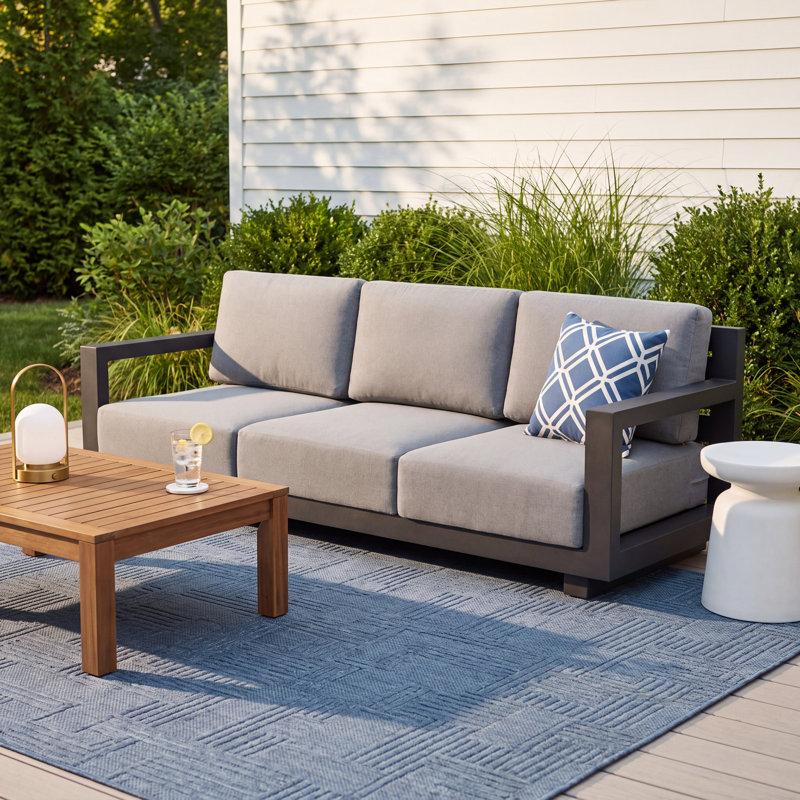 Aden 85'' Aluminum Outdoor Sofa, Gray