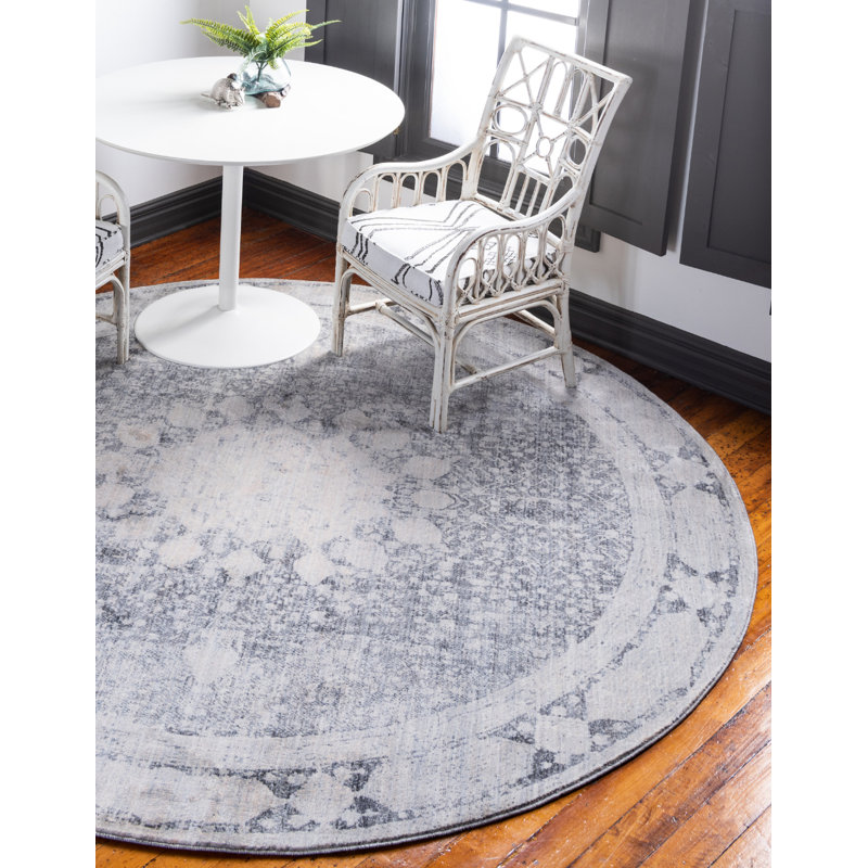 Tapis oriental gris Polli, Rond 8 pi